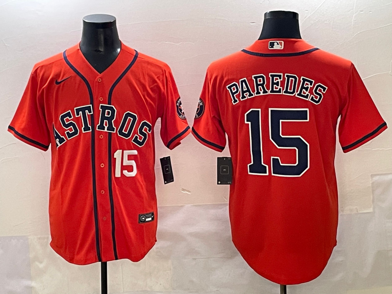 Men Houston Astros #15 Paredes Orange 2025 MLB nike jersey style 6